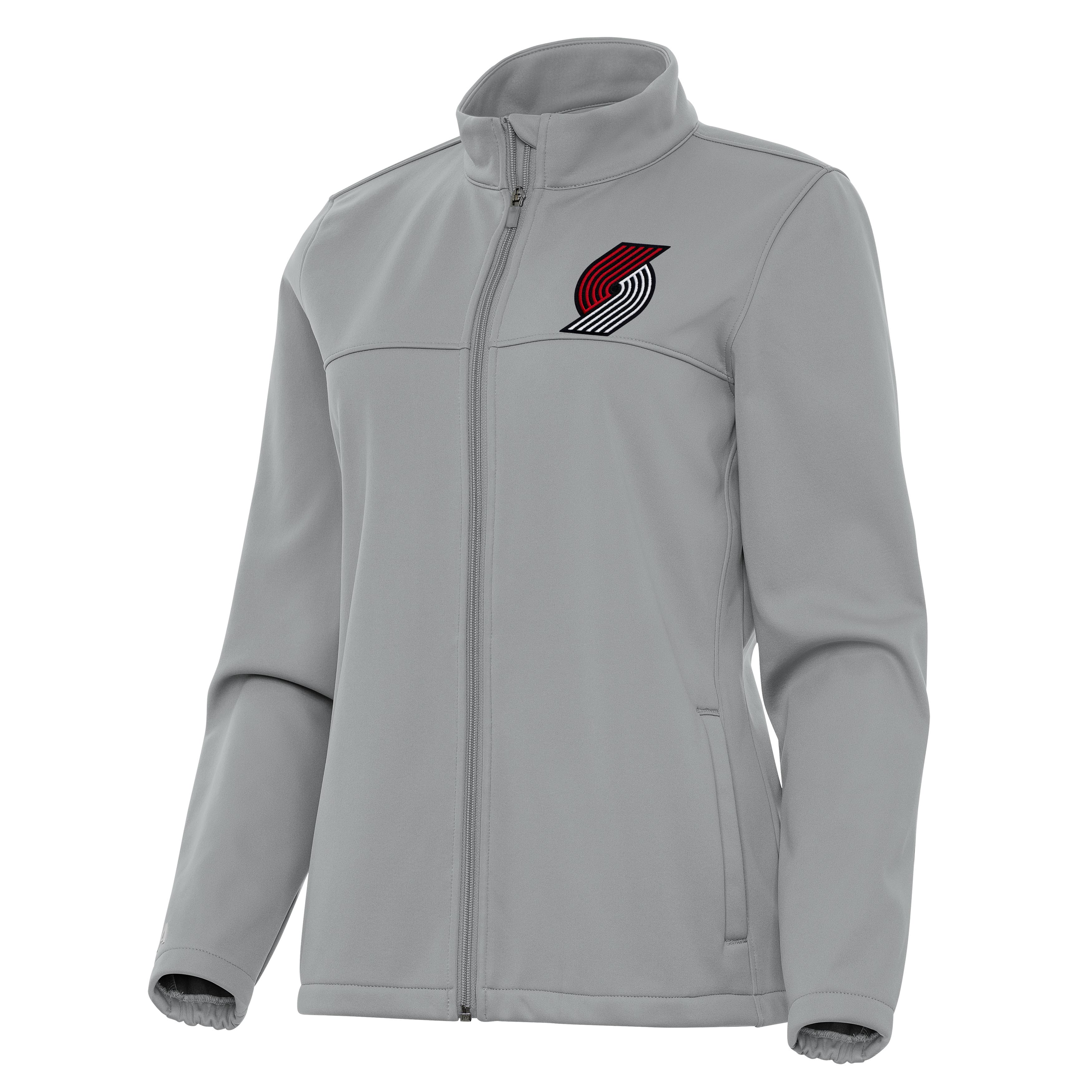 Women's Antigua Gray Portland Trail Blazers Links 2 Full-Zip Golf Jacket